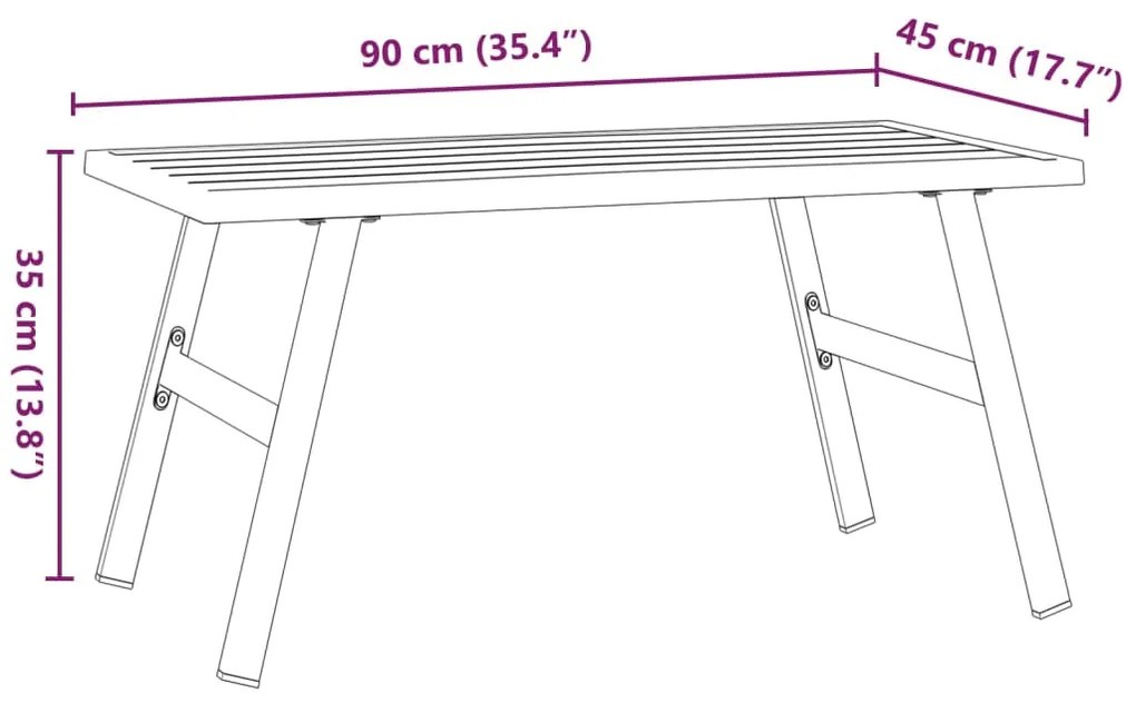 Mesa de centro para jardim 90x45x35 cm aço revestido a pó preto