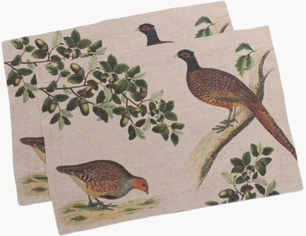 Individuais de mesa em linho Forest Birds, conjunto de 2