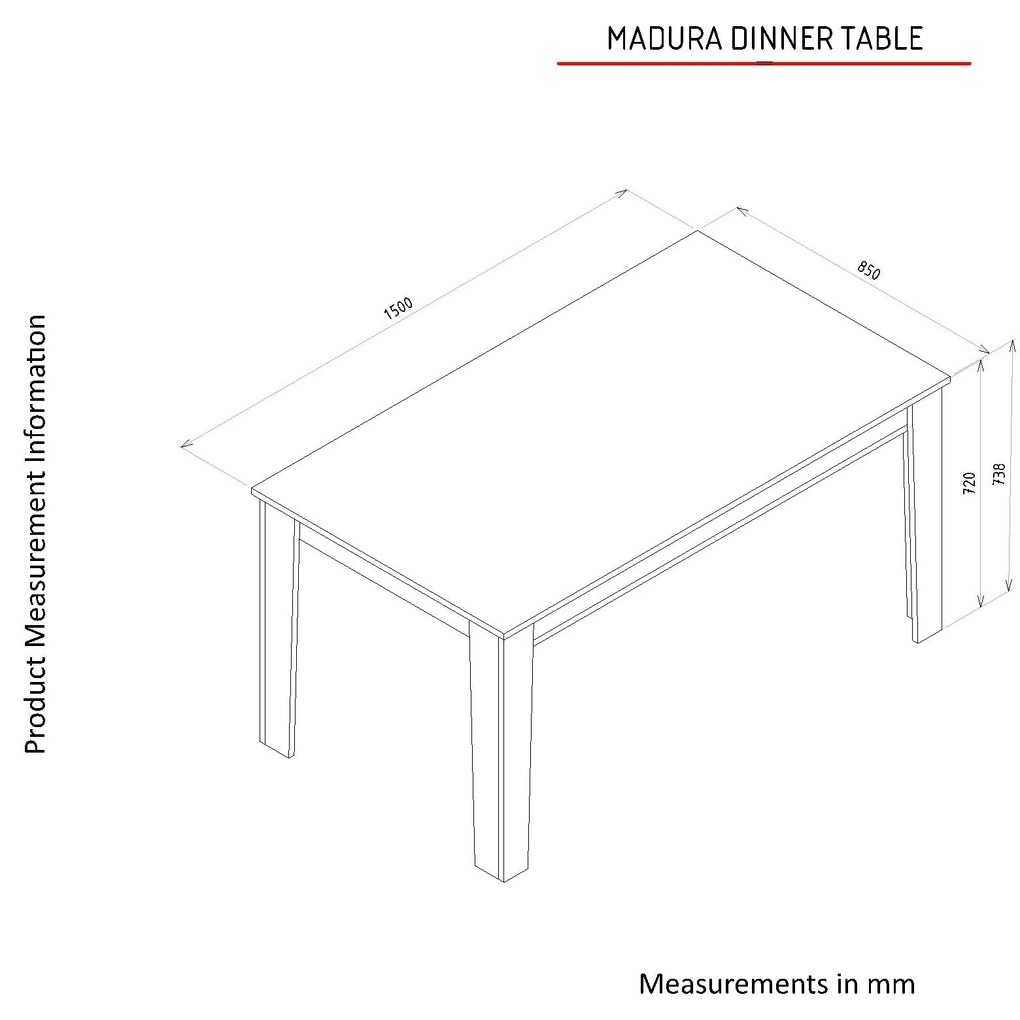 Mesa de Jantar "Madura" – 150x85x73.8 cm – Carvalho Artesanal – Design