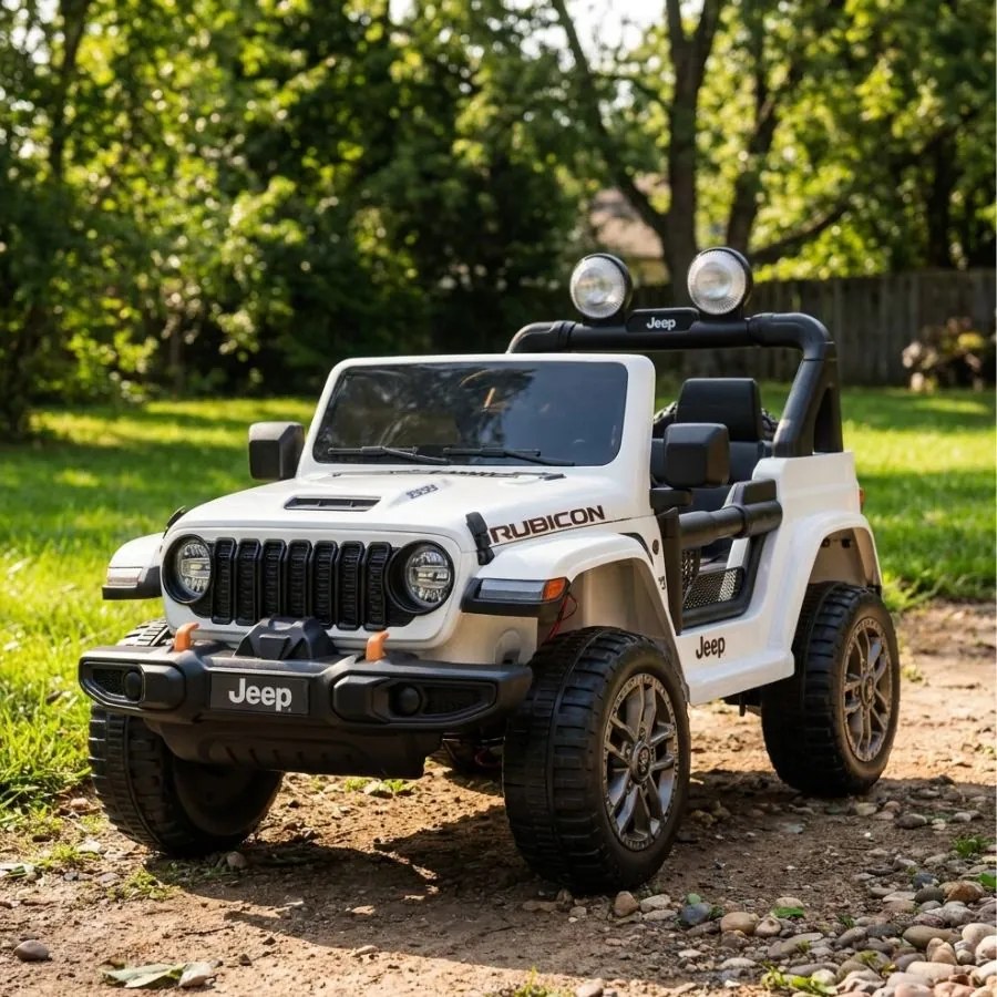 JIPE elétrico para Crianças Jeep Wrangler Rubicon LIFT  24V 4x4, Rodas de espuma EVA Branco