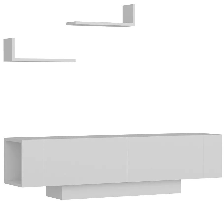 Móvel de TV "Ekol" com Prateleiras de Parede – Branco - 150x31.5x40 cm