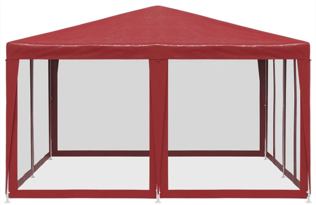 Tenda p/ festas c/ 8 paredes laterais malha 4x4 m PEAD vermelho