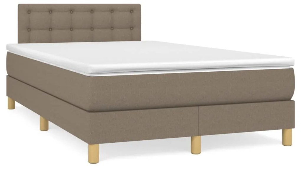 vidaXL Cama box spring colchão/LED 120x190cm tecido cinza-acastanhado