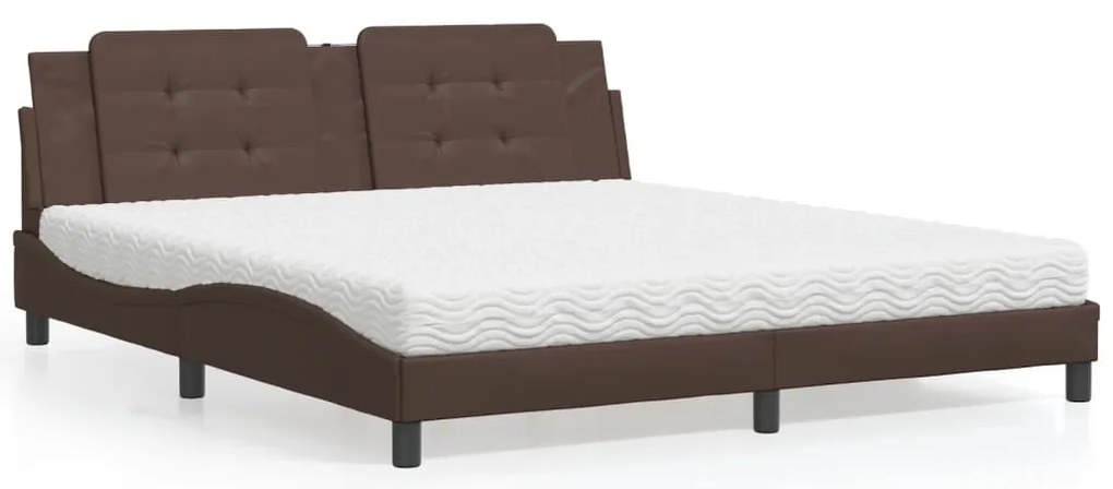 vidaXL Cama com colchão 180x200 cm couro artificial castanho
