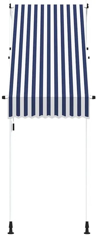 Toldo retrátil manual 100 cm riscas azuis e brancas