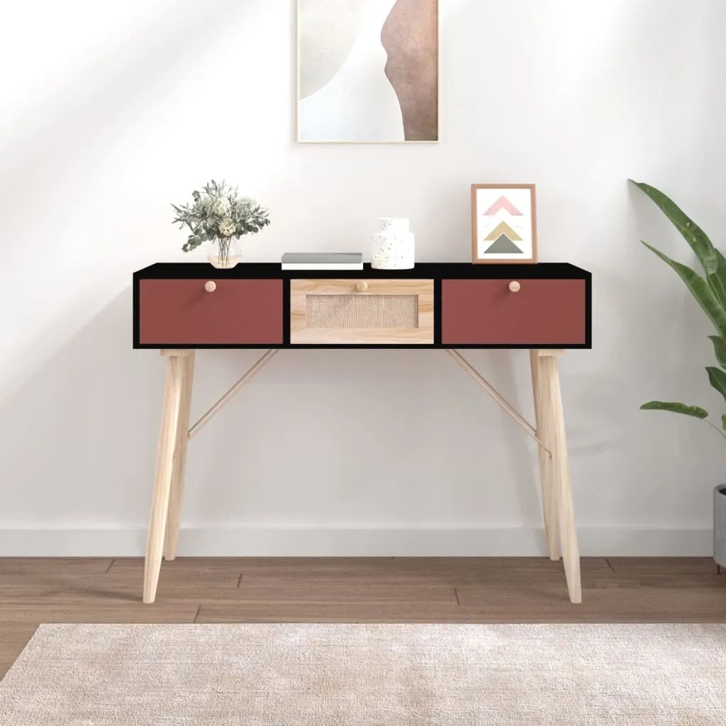 vidaXL Mesa consola c/ gavetas 105x30x75 cm derivados de madeira