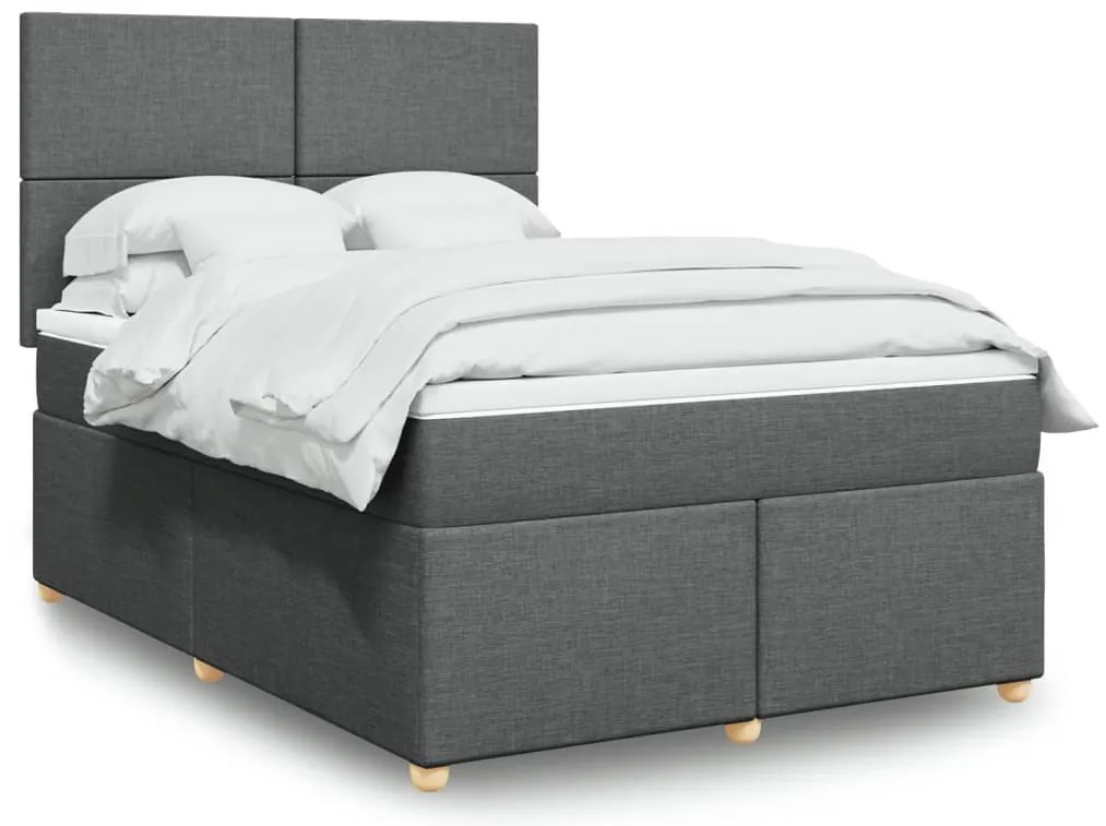 vidaXL Cama com molas/colchão 160x200 cm tecido cinzento-escuro