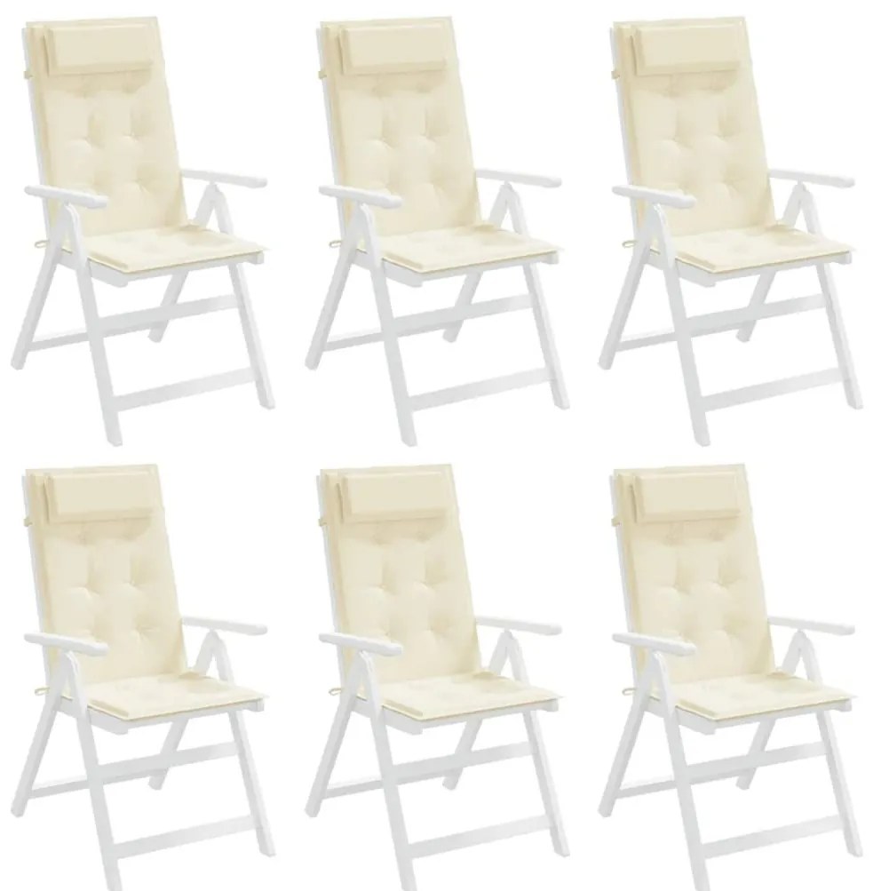 Almofadões p/ cadeira encosto alto 6pcs tecido oxford cor creme