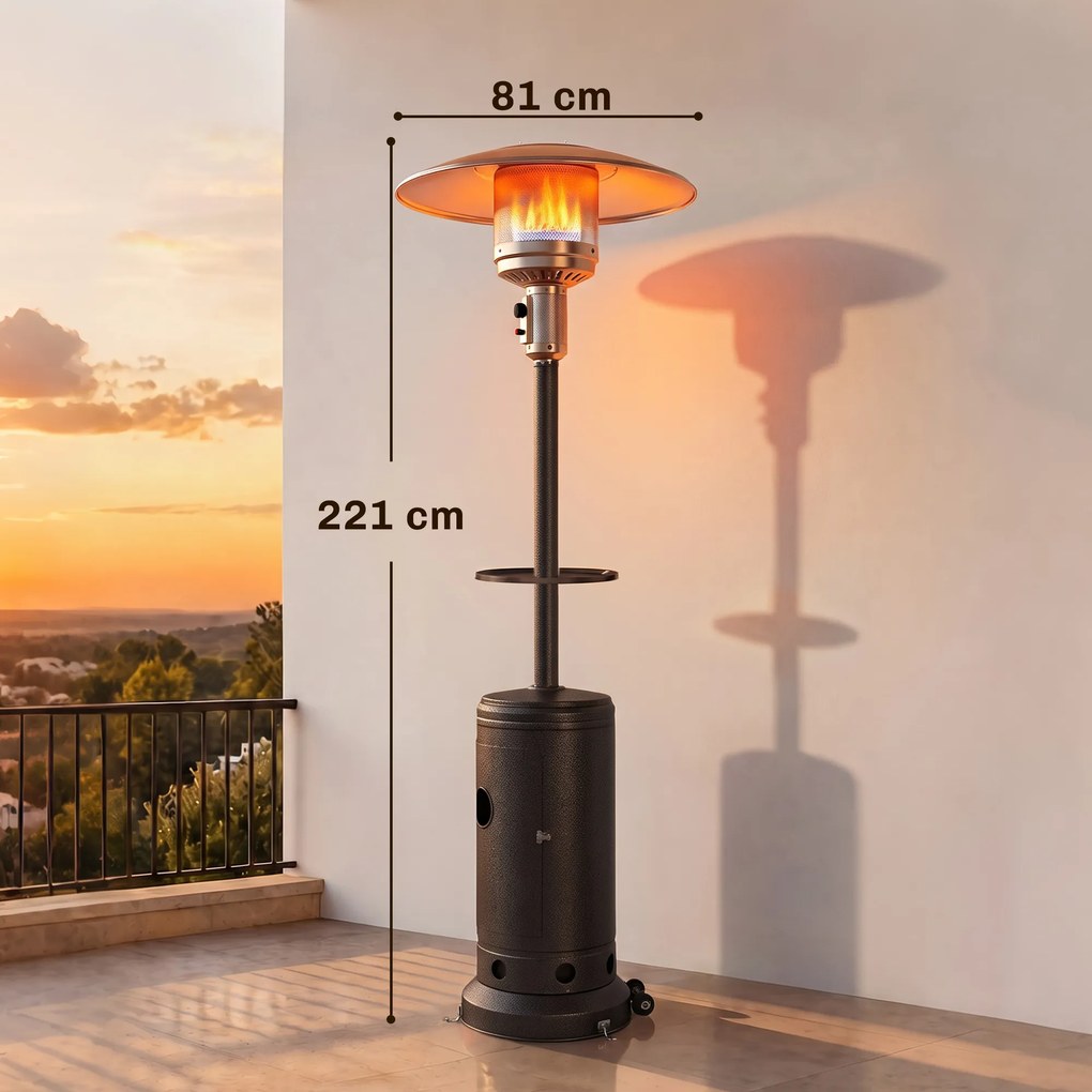Aquecedor de Exterior a Gás para Terraço com Espaço para Garrafa de Gás 13 kW Castanho