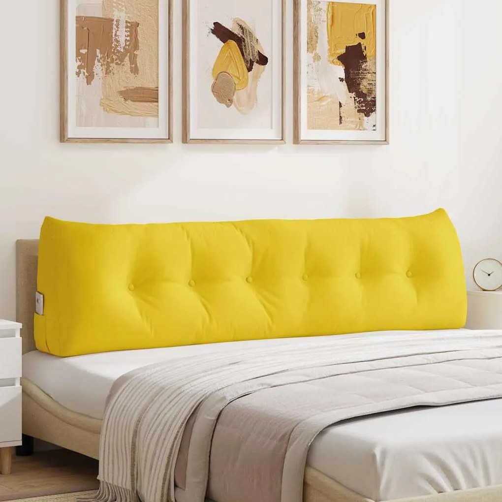 vidaXL Travesseiro para Costas Amarelo Claro 180 x 24 x 50 cm tecido
