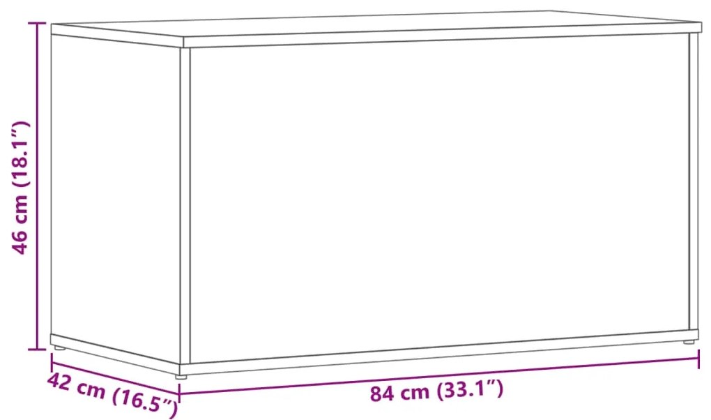 Arca arrumação 84x42x46 cm madeira processada branco brilhante
