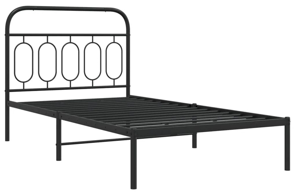 Estrutura de cama com cabeceira 107x203 cm metal preto