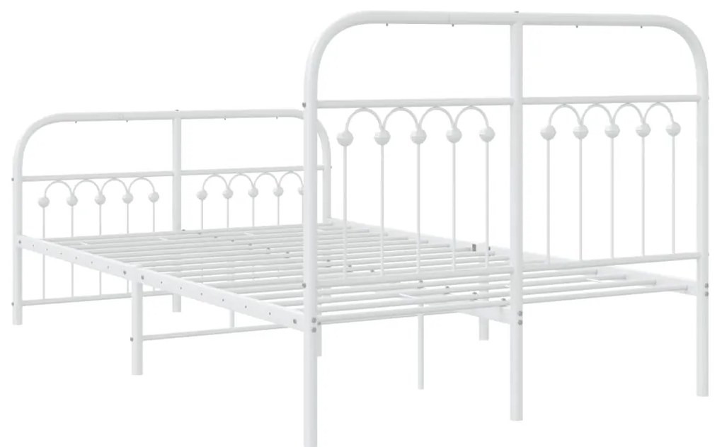Estrutura de cama com cabeceira e pés 120x200 cm metal branco