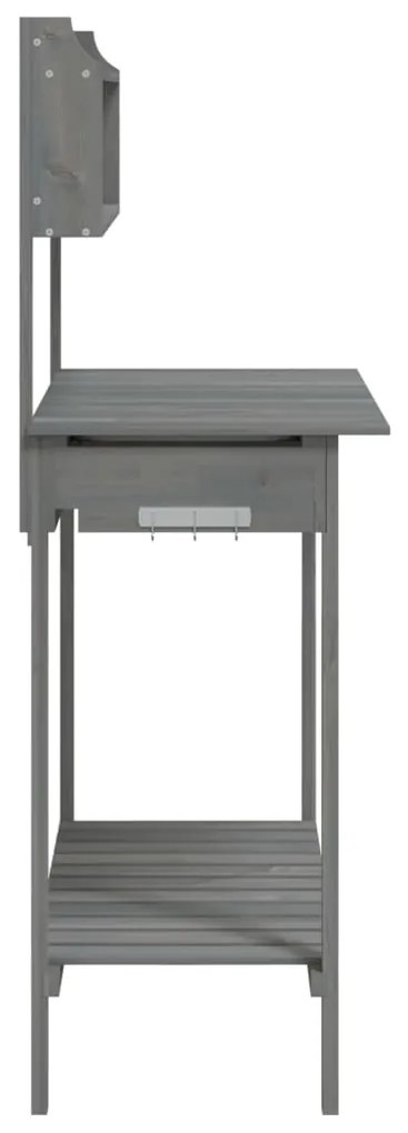 Mesa de cultivo com pia 147,5x44x139,5 cm abeto maciço cinzento