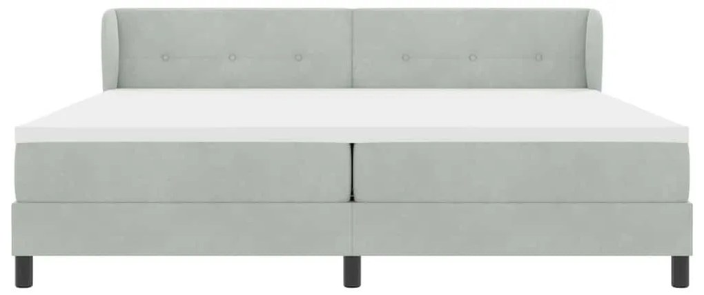 Cama Box Com Colchão Cinza Claro 200x200 cm Veludo