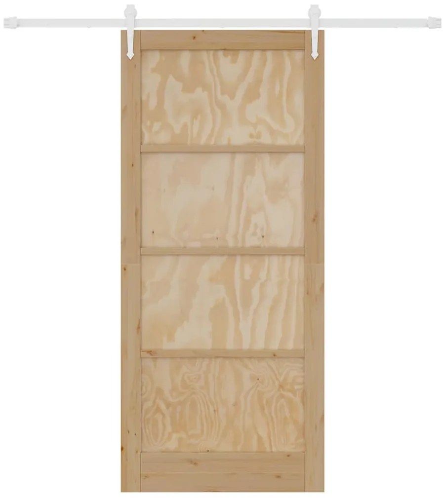 Porta Deslizante vidaXL com Conjunto de Ferragens 93x211 cm Madeira Só