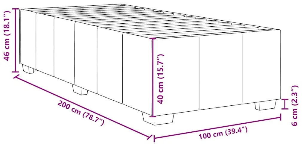 Estrutura de cama sem colchão 100x200 cm tecido cinzento-claro
