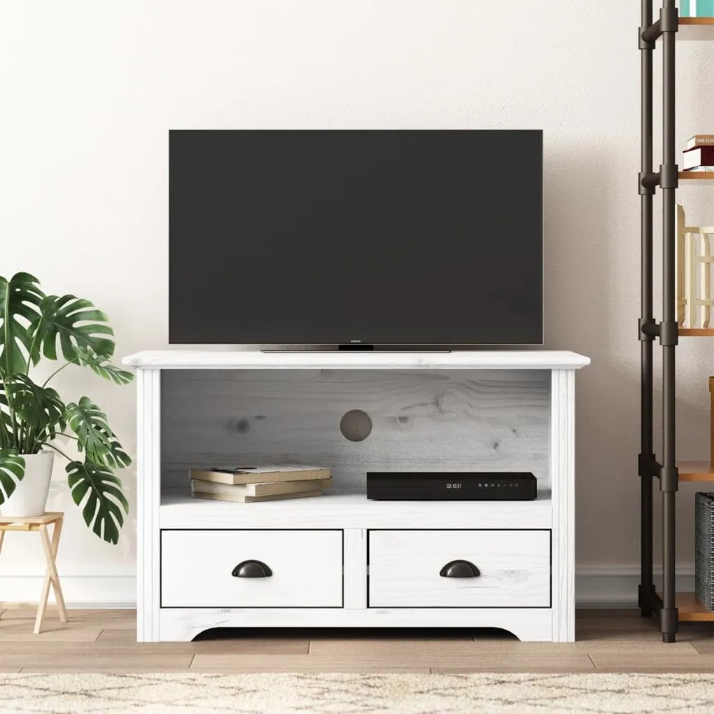 vidaXL Armário de TV c/ 2 gavetas BODO 91,5x44,5x56 cm pinho branco