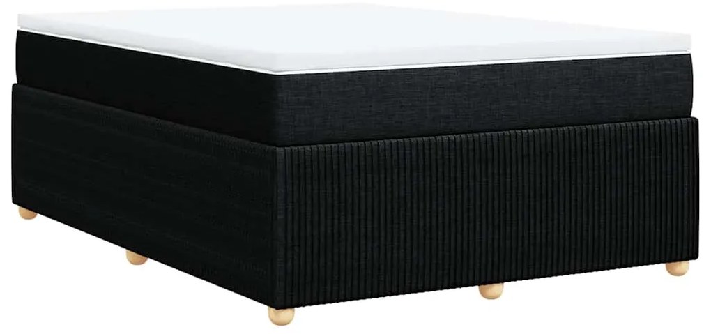 Cama com molas/colchão 140x190 cm tecido preto
