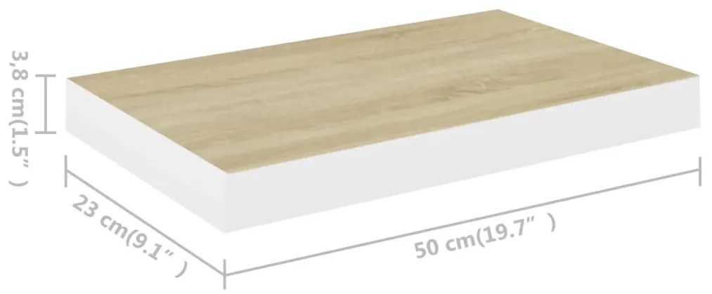 Prateleiras de parede 2 pcs 50x23x3,8 cm MDF carvalho e branco