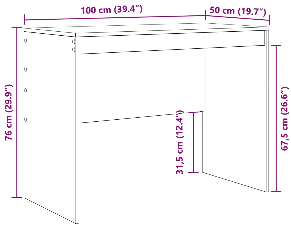 Escrivaninha Cinza-Concreto MDF 100 x 50 x 76 cm Escrivaninha