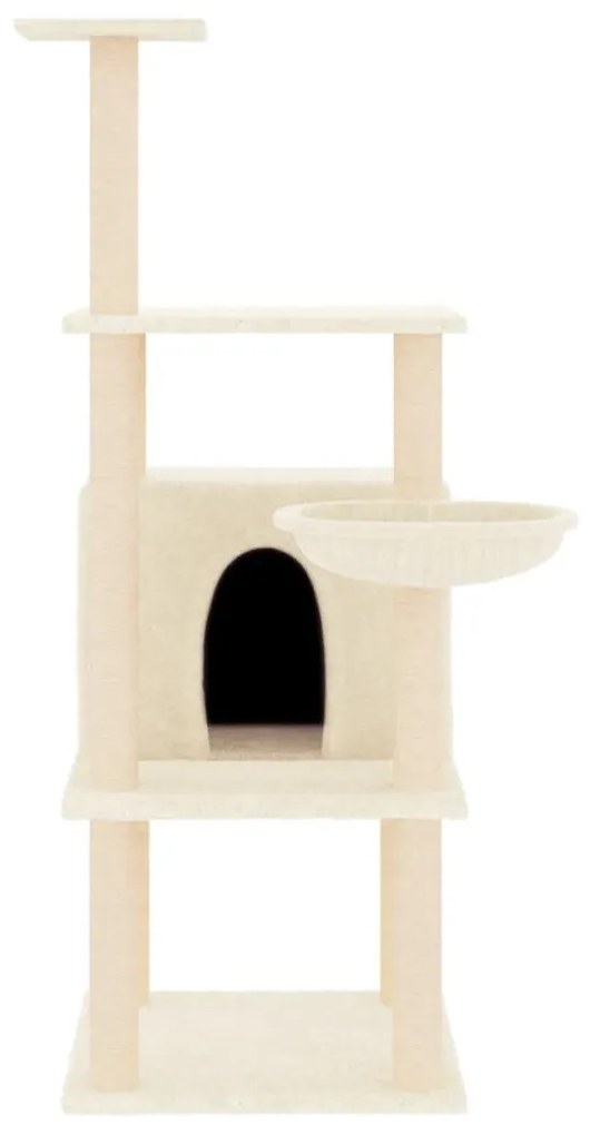 Árvore p/ gatos c/ postes arranhadores sisal 132 cm cor creme