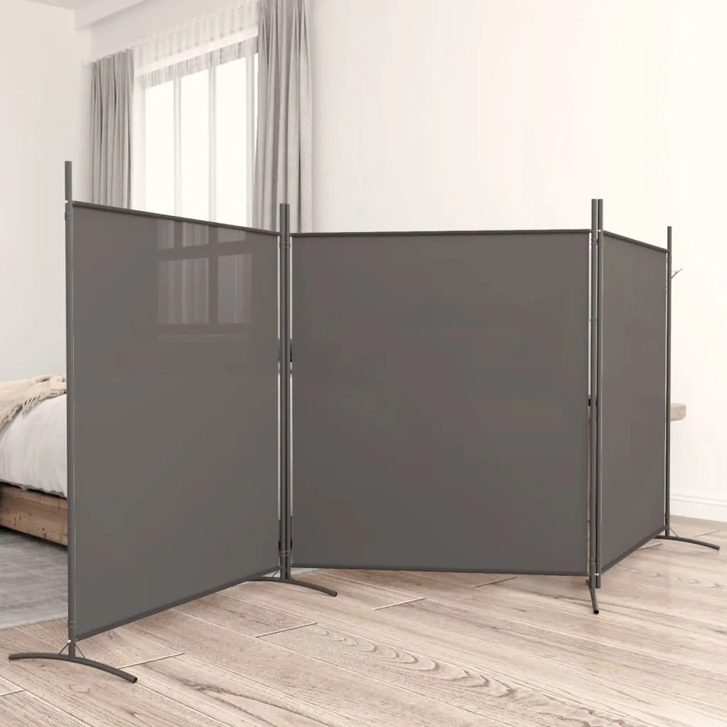 350280 vidaXL Divisória de quarto com 3 painéis 525x180 cm tecido antracite