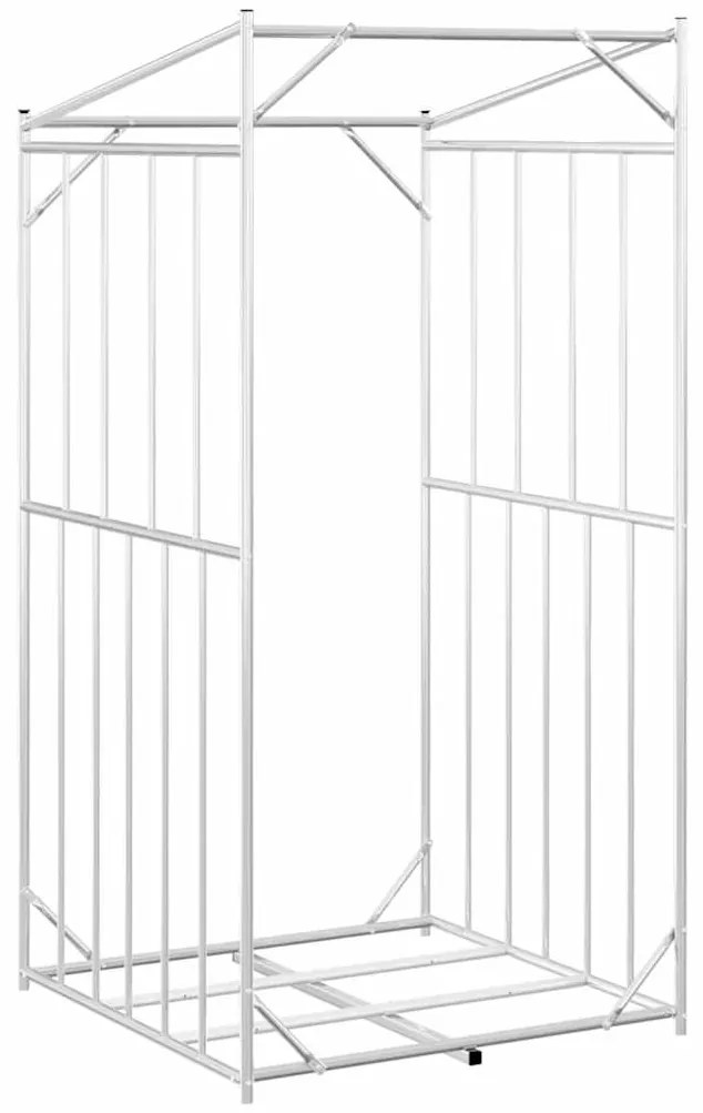 Rack de lenha com tampa de chuva 100x100x200 cm aço galvanizado