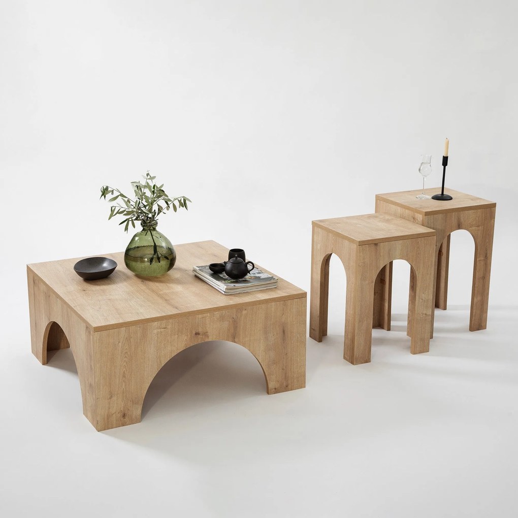 Conjunto de Mesas de Centro Collesium – Carvalho – 35x50 cm e 35x55 cm