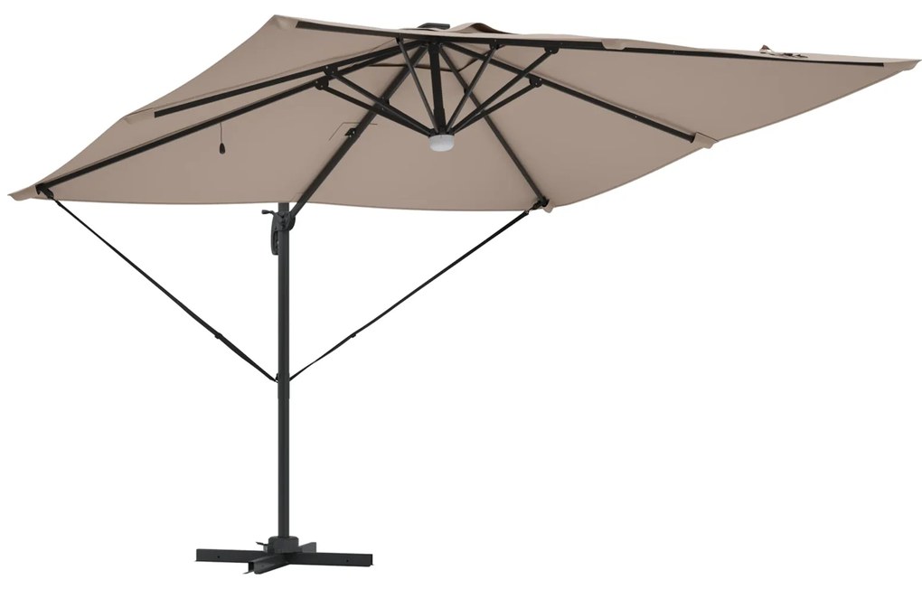Guarda-sol Articulado Roma com LEDs Taupe 286x285x270 cm Alumínio