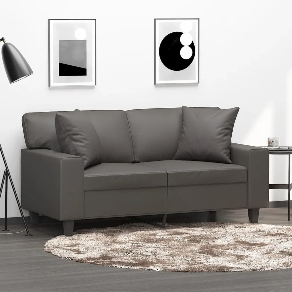 vidaXL Almofadas decorativas 2 pcs 40x40 cm couro artificial cinzento