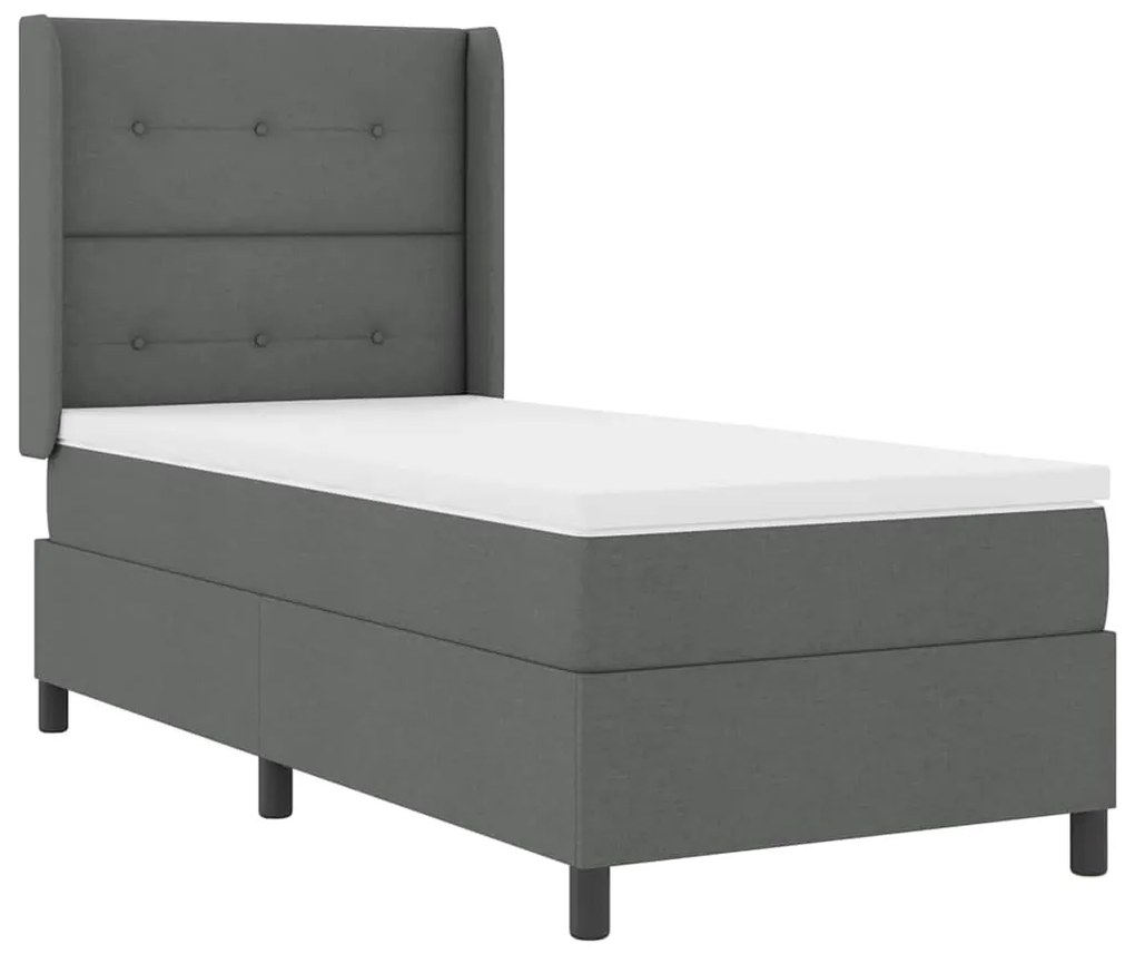 Cama com Estrado e Colchão Cinza Escuro 100x200 cm em Tecido