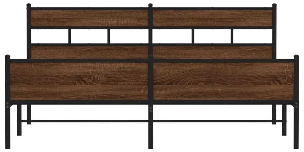 Estrutura cama sem colchão 200x200cm metal carvalho castanho