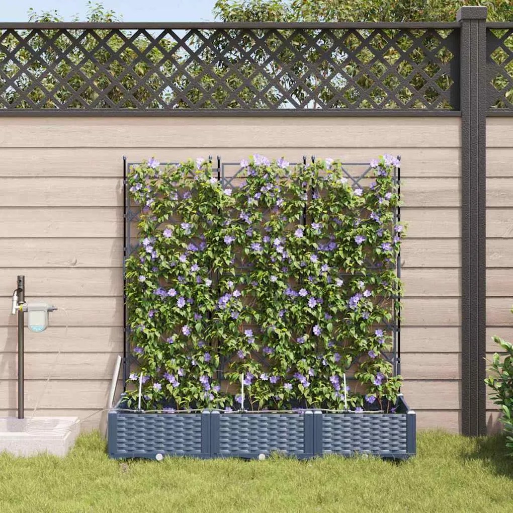 vidaXL Jardineiras de Jardim 1 pc Cinzeto 120 x 40 x 126 cm Plástico