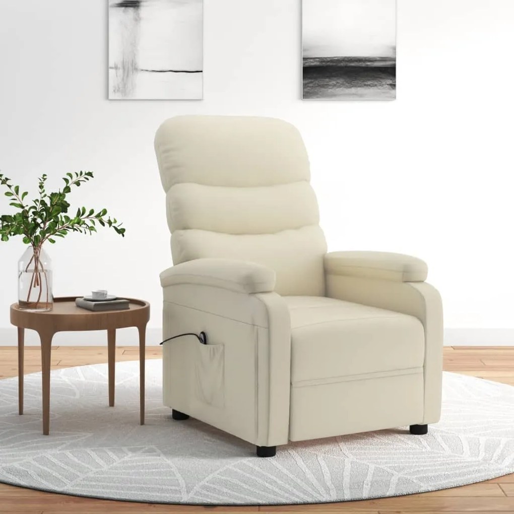 3073671 vidaXL Poltrona reclinável elétrica couro artificial cor creme