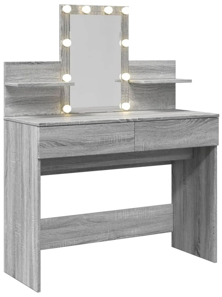 Toucador com LEDs 100x40x130 cm sonoma cinza
