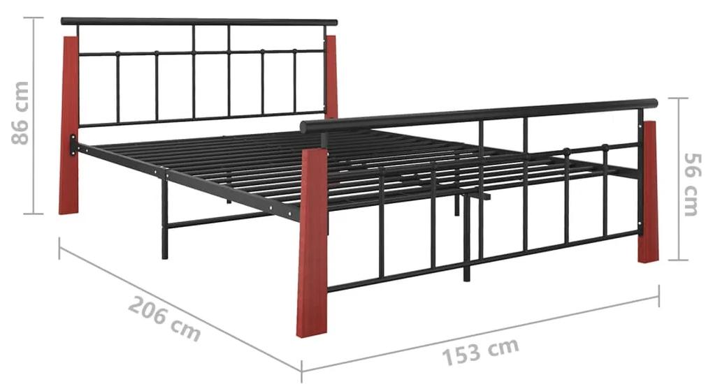 Estrutura de cama 140x200 cm metal/madeira de carvalho maciça