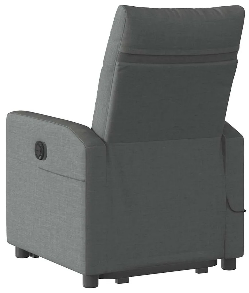 Poltrona elevatória de massagens tecido cinzento-escuro
