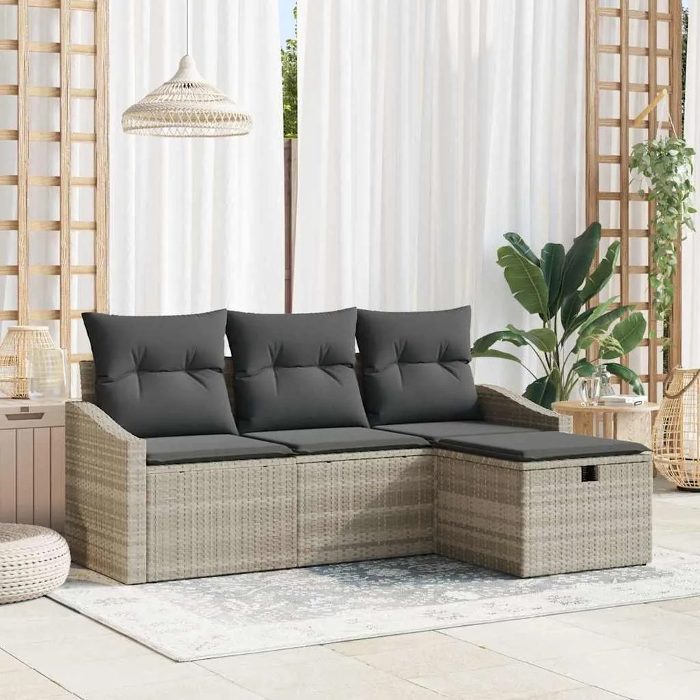 Conjunto de Sofás de Jardim com 4 Peças da , com almofadas em rattan s