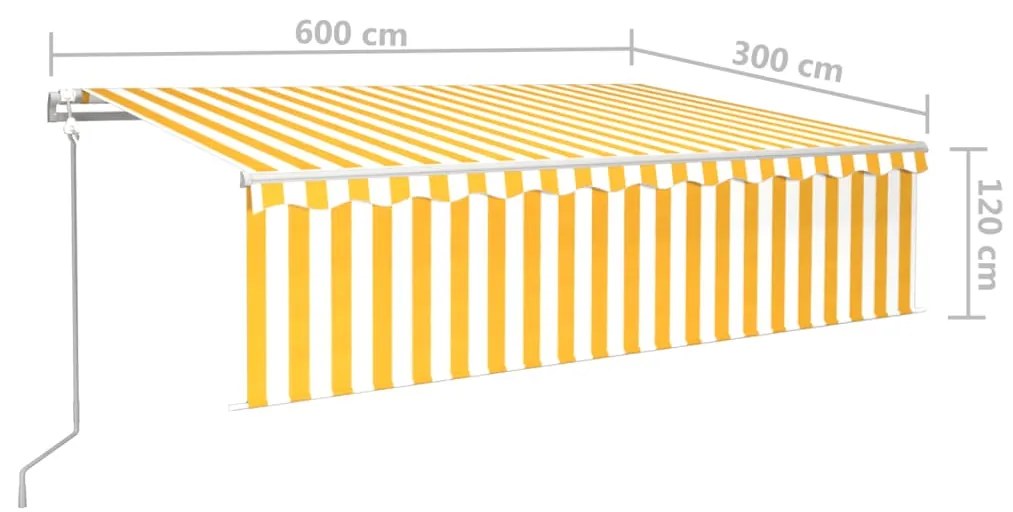 Toldo retrátil automático com estore 6x3 m amarelo e branco