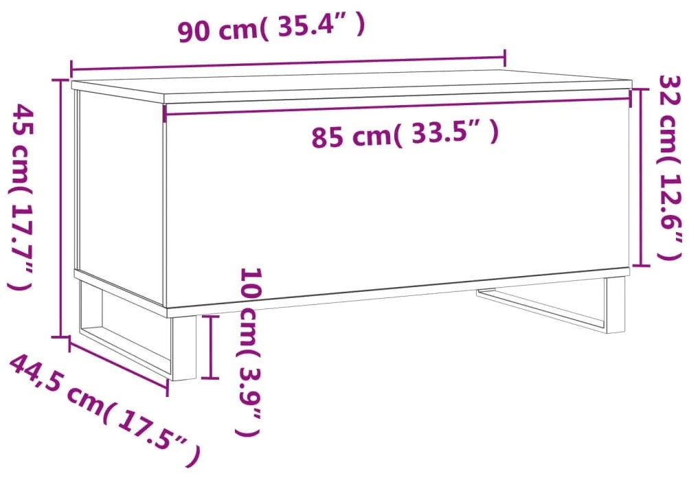 Mesa de centro 90x44,5x45 cm derivados de madeira cinza sonoma