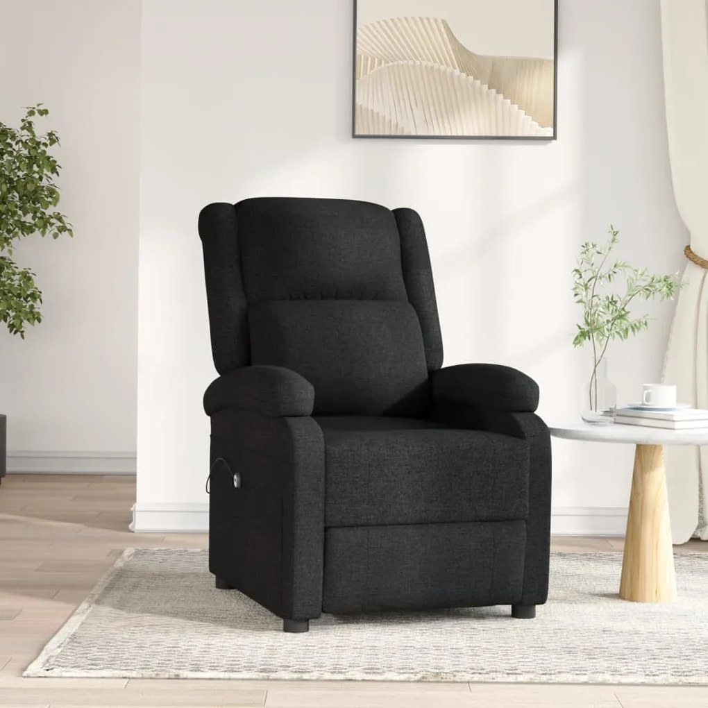 vidaXL Poltrona elétrica reclinável tecido preto