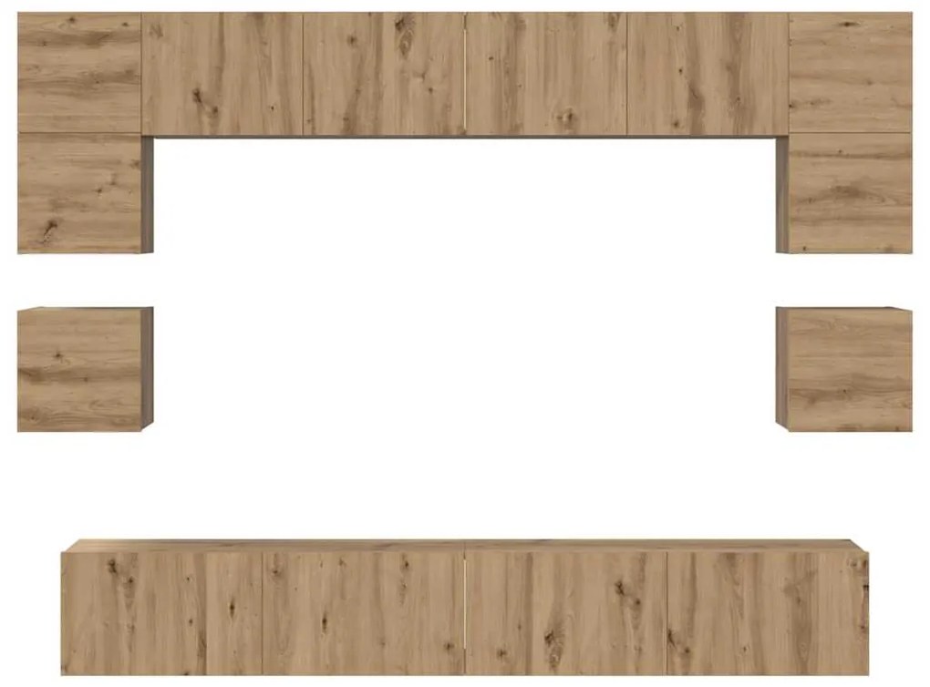 Conjunto de móvel de TV com prateleira 8 pcs carvalho artisiano