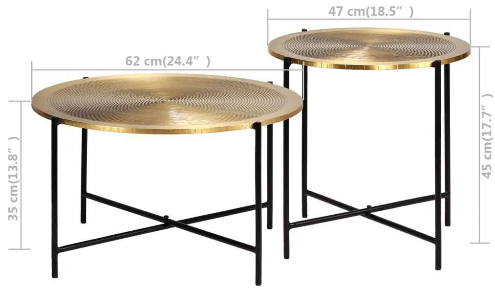 Conjunto de mesas 2 pcs MDF revestido a latão