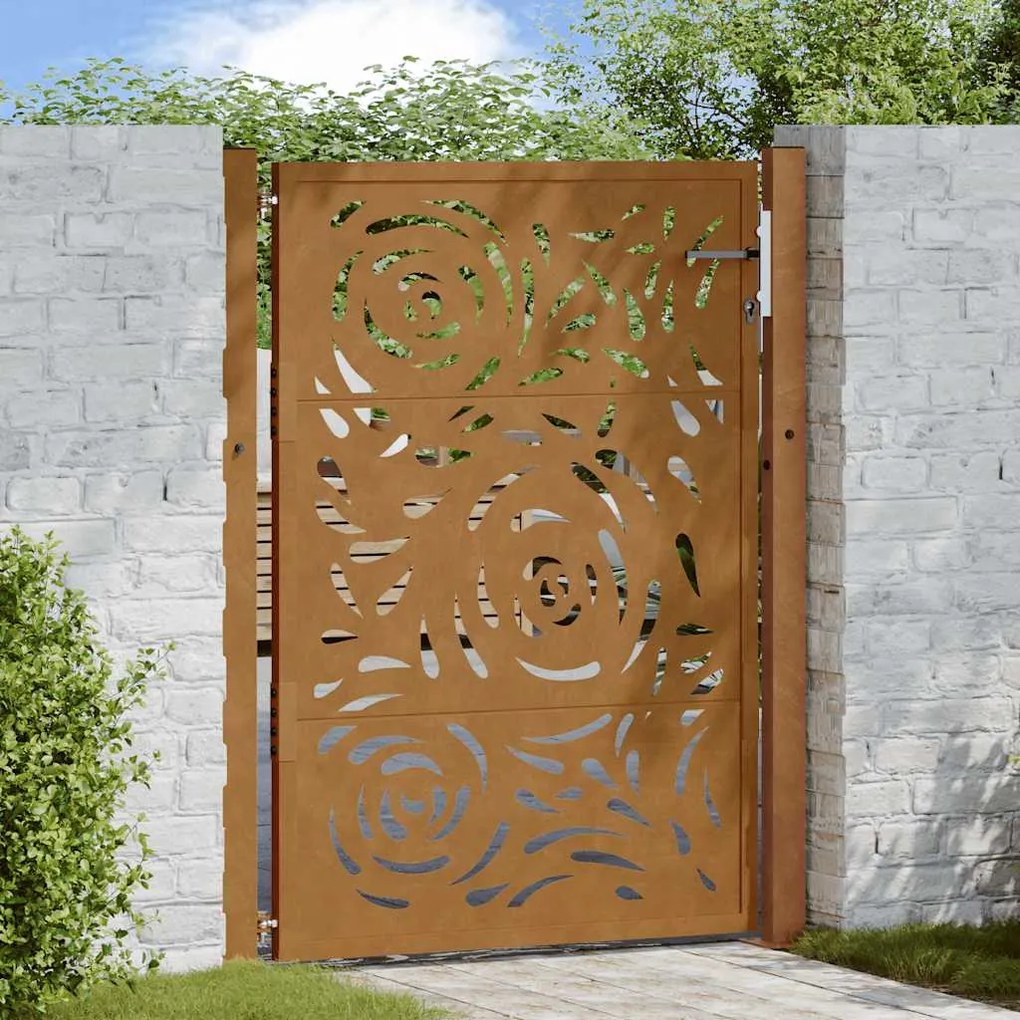 vidaXL Portão de jardim 105x130 cm design de chama de aço resistente