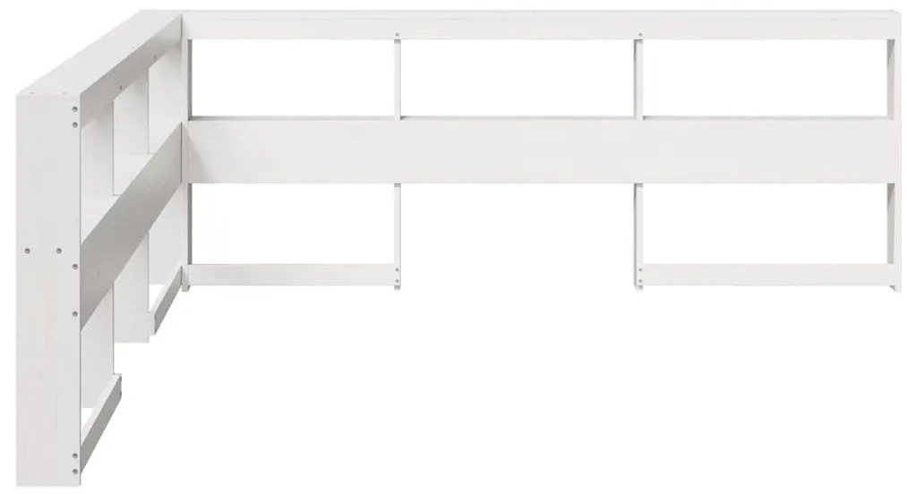 Estante cabeceira forma de L 200 cm madeira pinho maciça branco