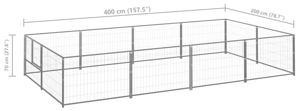 Canil para cães 8 m² aço prateado