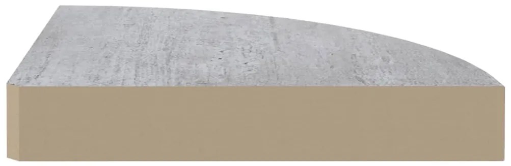 Prateleiras canto parede 2 pcs 25x25x3,8cm MDF cinzento cimento