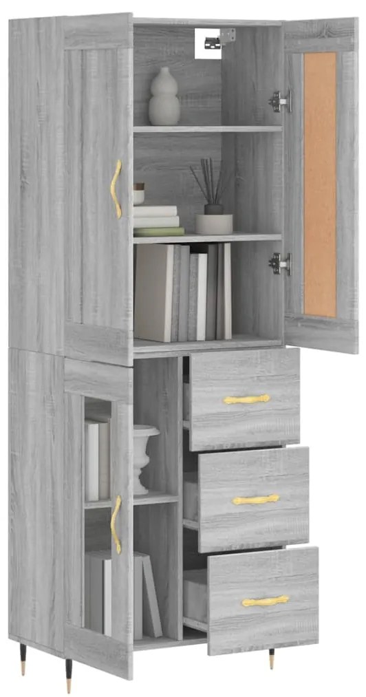 Armário alto 69,5x34x180 cm derivados de madeira sonoma cinza