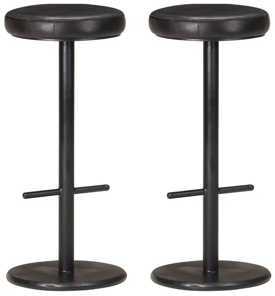 vidaXL Bancos de bar 2 pcs couro genuíno preto